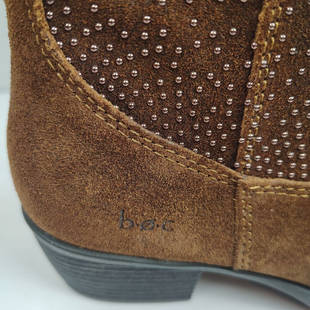 B.O.C. Born Ambrosia Western Suede Boots sz 6 Ankle Zip Studded Cowgirl Booties - Picture 10 of 15